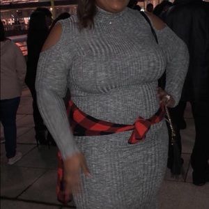 Grey turtleneck sweater dress